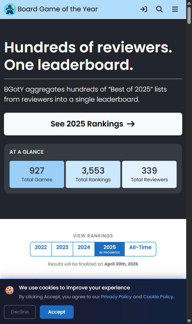 Board Game of the Year screenshot